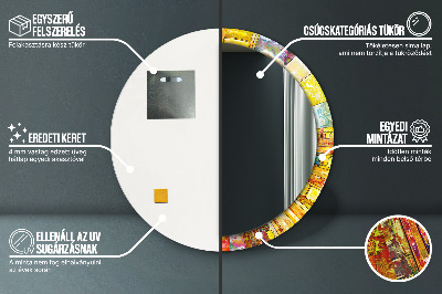 Miroir rond cadre imprimé Vitrail coloré