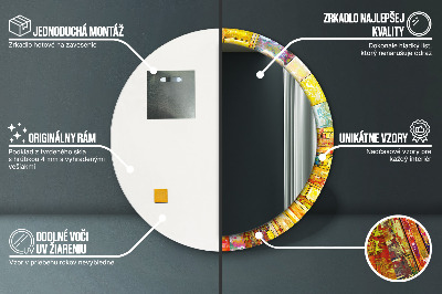 Miroir rond cadre imprimé Vitrail coloré