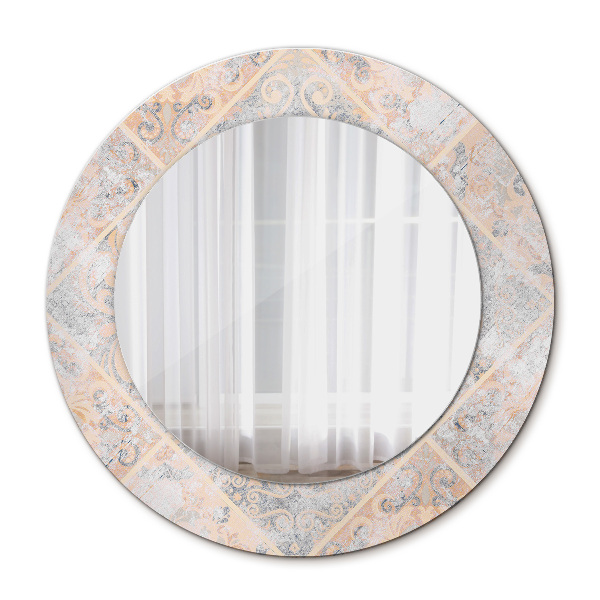 Miroir rond cadre avec impression Mosaïque shabby