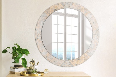 Miroir rond cadre avec impression Mosaïque shabby