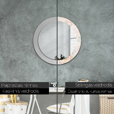 Miroir rond cadre avec impression Mosaïque shabby