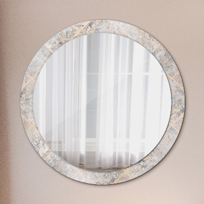 Miroir rond cadre avec impression Mosaïque shabby