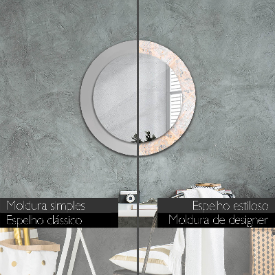 Miroir rond cadre avec impression Mosaïque shabby