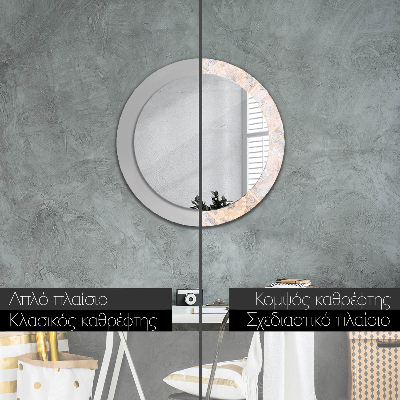 Miroir rond cadre avec impression Mosaïque shabby