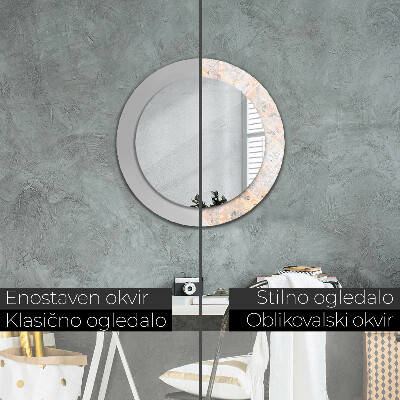 Miroir rond cadre avec impression Mosaïque shabby