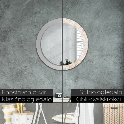 Miroir rond cadre avec impression Mosaïque shabby