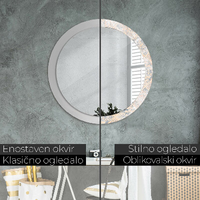 Miroir rond cadre avec impression Mosaïque shabby