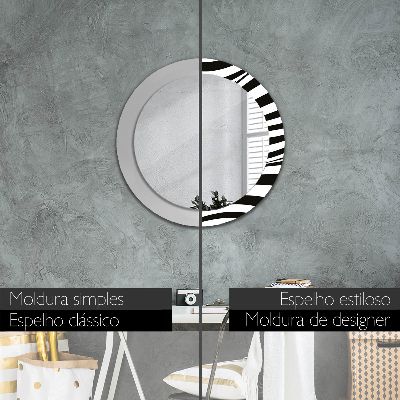 Miroir rond avec décoration Vague abstraite