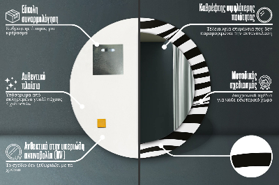 Miroir rond avec décoration Vague abstraite