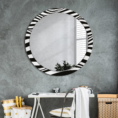 Miroir rond avec décoration Vague abstraite