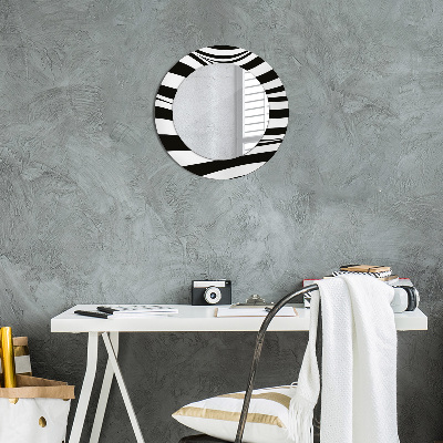 Miroir rond avec décoration Vague abstraite