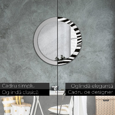 Miroir rond avec décoration Vague abstraite