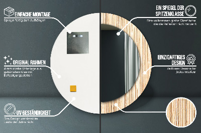 Miroir rond cadre imprimé Paille de bambou