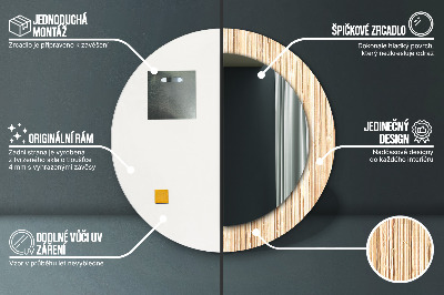 Miroir rond cadre imprimé Paille de bambou