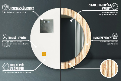 Miroir rond cadre imprimé Paille de bambou