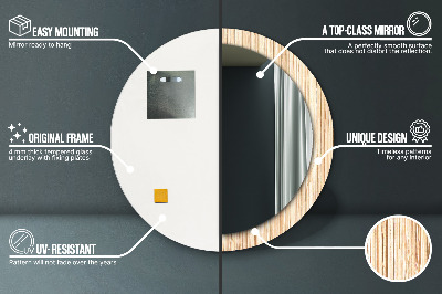 Miroir rond cadre imprimé Paille de bambou