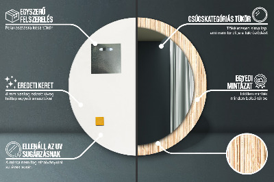 Miroir rond cadre imprimé Paille de bambou