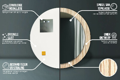 Miroir rond cadre imprimé Paille de bambou