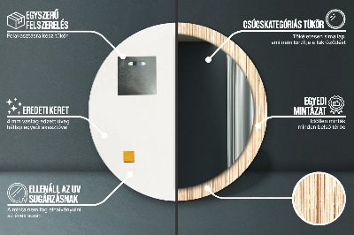 Miroir rond cadre imprimé Paille de bambou