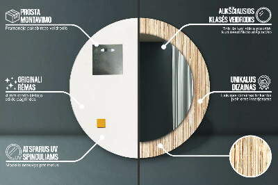 Miroir rond cadre imprimé Paille de bambou