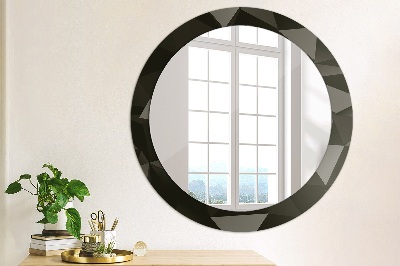 Miroir rond cadre imprimé Noir abstrait