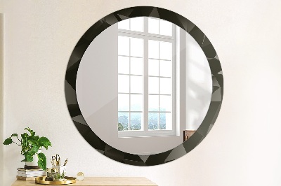 Miroir rond cadre imprimé Noir abstrait