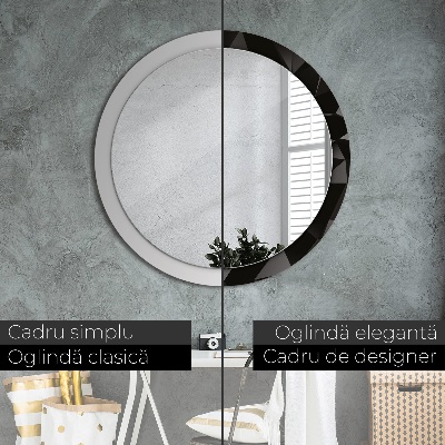 Miroir rond cadre imprimé Noir abstrait