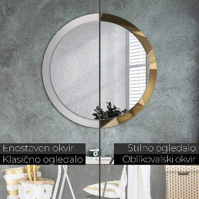 Miroir rond cadre avec impression Abstrait moderne