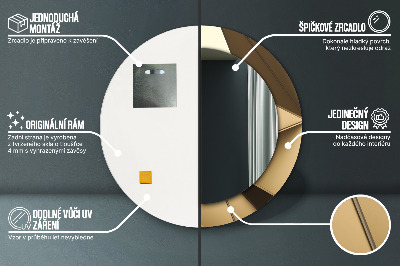 Miroir rond cadre avec impression Abstrait moderne