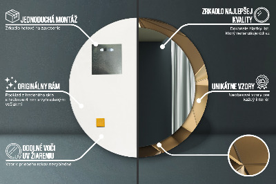 Miroir rond cadre avec impression Abstrait moderne