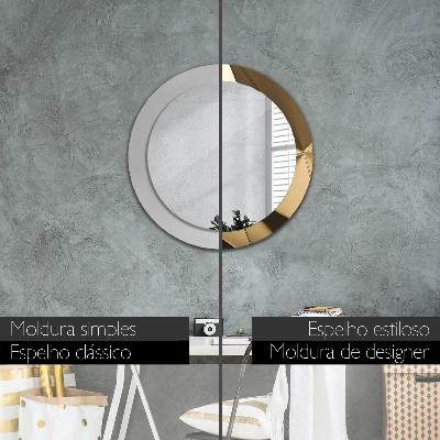 Miroir rond cadre avec impression Abstrait moderne