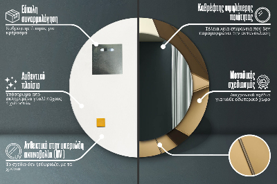 Miroir rond cadre avec impression Abstrait moderne