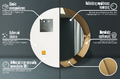 Miroir rond cadre avec impression Abstrait moderne