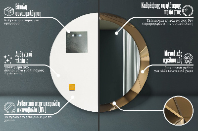 Miroir rond cadre avec impression Abstrait moderne