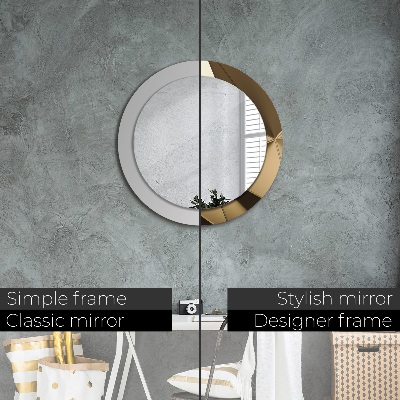 Miroir rond cadre avec impression Abstrait moderne