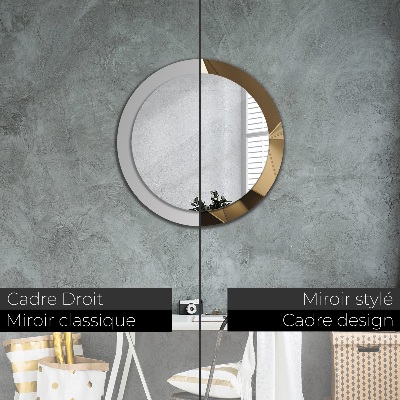 Miroir rond cadre avec impression Abstrait moderne