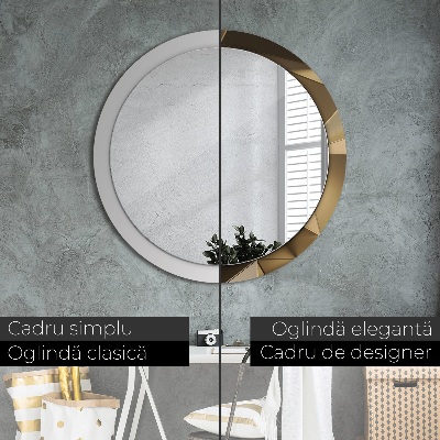 Miroir rond cadre avec impression Abstrait moderne