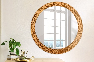 Miroir rond cadre avec impression Bois de chêne