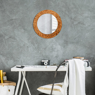 Miroir rond cadre avec impression Bois de chêne