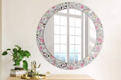 Miroir rond avec décoration Panda licorne