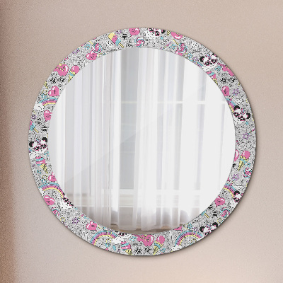 Miroir rond avec décoration Panda licorne