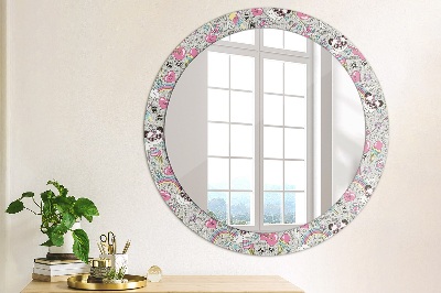 Miroir rond avec décoration Panda licorne