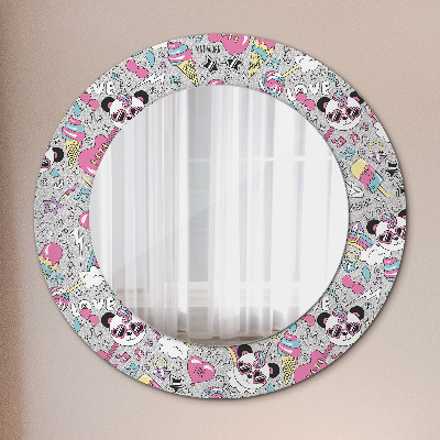 Miroir rond avec décoration Panda licorne