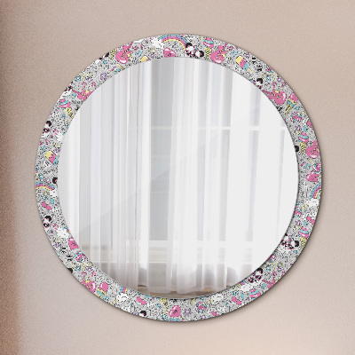 Miroir rond avec décoration Panda licorne