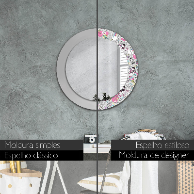 Miroir rond avec décoration Panda licorne