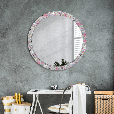 Miroir rond avec décoration Panda licorne