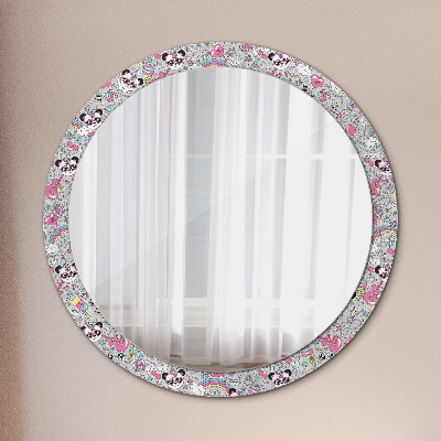 Miroir rond avec décoration Panda licorne