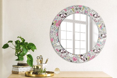 Miroir rond avec décoration Panda licorne