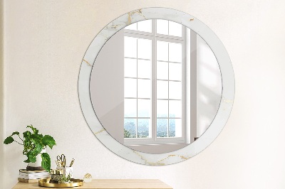 Miroir rond cadre imprimé Marbre or blanc