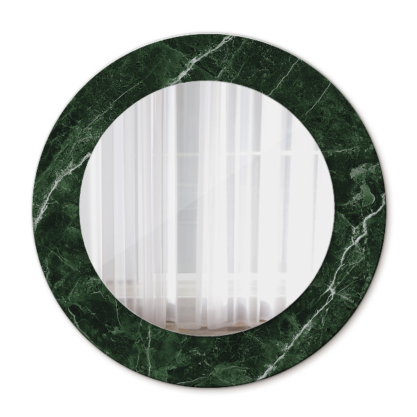 Miroir rond cadre imprimé Marbre vert